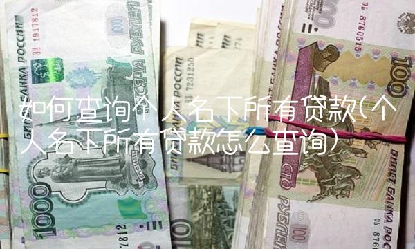 如何查询个人名下所有贷款(个人名下所有贷款怎么查询)