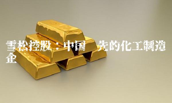 雪松控股：中国领先的化工制造企业