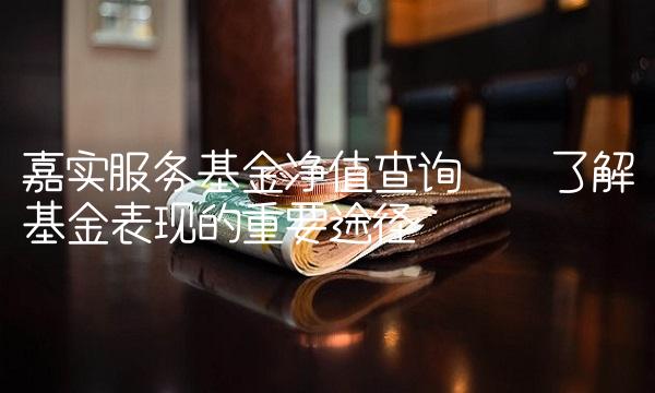 嘉实服务基金净值查询——了解基金表现的重要途径