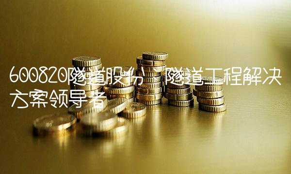 600820隧道股份：隧道工程解决方案领导者
