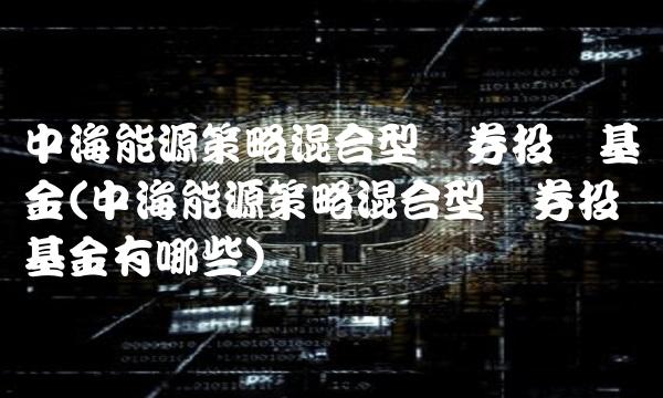 中海能源策略混合型证券投资基金(中海能源策略混合型证券投资基金有哪些)